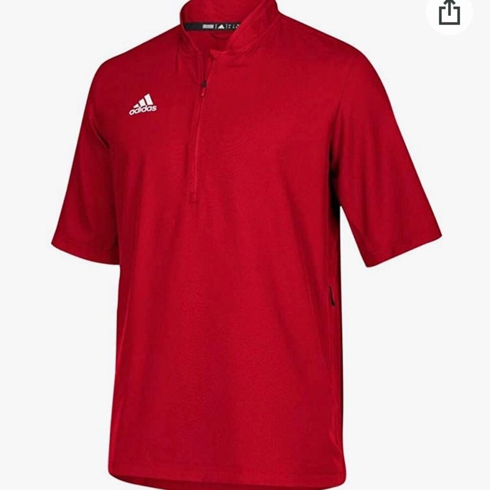 ADIDAS Men Team Iconic Short Sleeve Zip Polo Size S